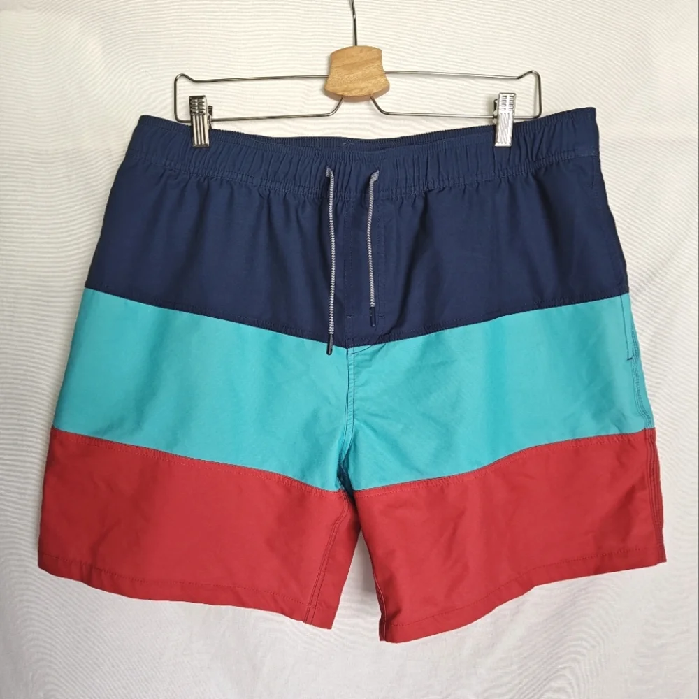 Reyn Spooner Swim Trunks Standard Blue Red Stripe Net Liner 6